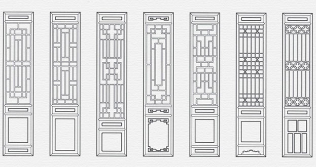 玉门常用中式仿古花窗图案隔断设计图